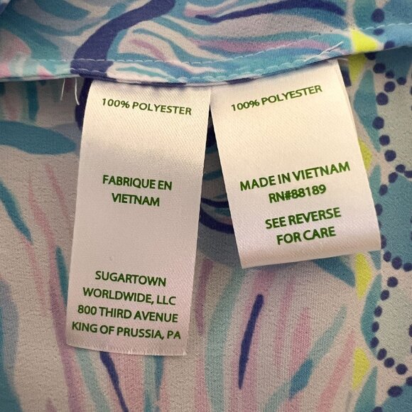 Lilly Pulitzer Women's Lizzie Top Bermuda Blue Fishful Thinking Engineer… - Picture 5 of 13